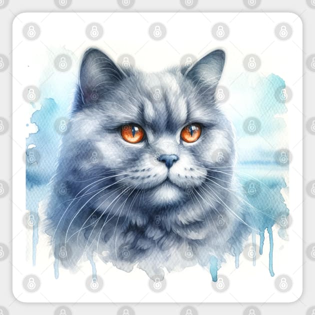 Chartreux - Watercolor Cat Sticker by Edd Paint Something